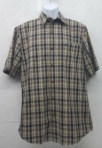 Carhartt Relaxed Fit Mens Sz M Black Brown Plaid Button Front Short Sleeve Shirt - Picture 1 of 8