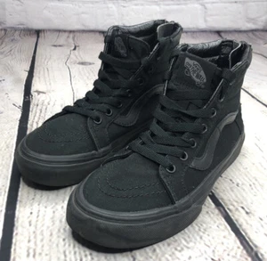 Kids VANS Black / Black Hi Top Lace Up & Zip Kids Size 3 Leather+canvas - Bild 1 von 12