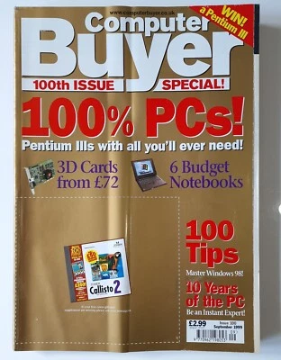 Computer Buyer Magazine 100th Issue SPECIAL 100% PC Pentium Notebooks Sept 1999 - Image 1 of 4