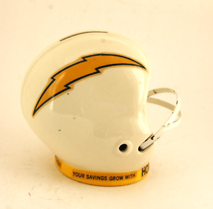 Vintage San Diego Chargers Helmet Bank Ceramic with Steel Facemask