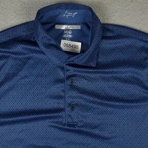 Greg Norman Polo Shirt Mens Medium Blue Paisley Shark Casual Golf Short Sleeve - Picture 1 of 6