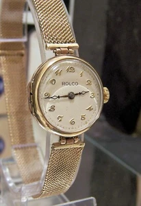 C1923 RARE ROLEX ROLCO SWISS ANTIQUE VINTAGE SOLID GOLD WATCH & BAND - Picture 1 of 12