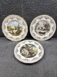 3 x Gainsborough Bone China Collectors Plates Farmstead / Winter & Courting - Picture 1 of 20