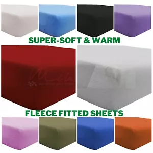 Teddy Soft Fleece Fitted Sheet Extra Warm Cosy Thermal Bedding Double King Size - Picture 1 of 23