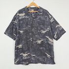 Men's Vintage Silk Hawaiian Shirt Cotton Black Size Xxl Loose Fit