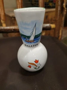 Lake Balaton ceramic vase Hungary vintage collectable 4 3/8" tall - Picture 1 of 5