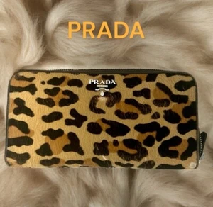 PRADA Leopard Print Pony Hair Zippy Wallet - Picture 1 of 1