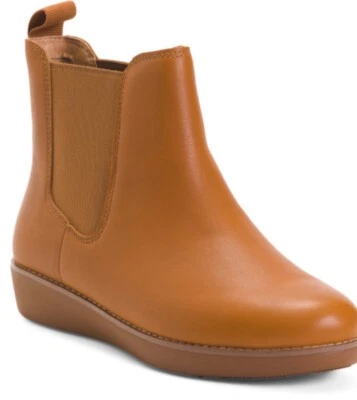 BOTAS CHELSEA FITFLOP SUMI CUERO IMPERMEABLES BOTINES BRONCEADO CLARO TALLA 8 Foto 1 de 4