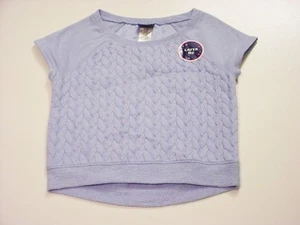 Basic Editions Girl's Baby Blue Cable-Knit High-Low Hemline Sweatshirt 7-8 M - Picture 1 of 2