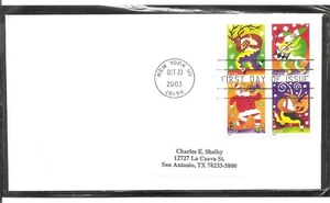 US SC # 3821-3824  Christmas Music makers FDC . No Cachet - Picture 1 of 1