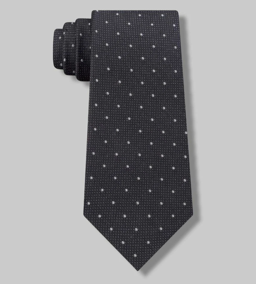 Calvin Klein Men's Black Reflective Polka Dot Slim Neck Tie Silk #328