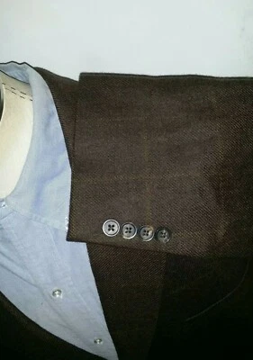 Nuevo 48R Stafford Marrón Cuadros LANA CACHEMIR Tweed Abrigo Deportivo Blazer Cuadros GRANDE Foto 1 de 4
