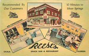 Postal Florida Ocala Reese's Snack Bar Restaurante Piel 23-2695 - Imagen 1 de 2