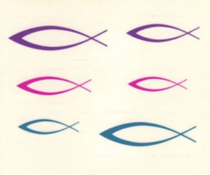 Aufkleber-Bogen mit 6 kleinen Fischen - LILA/PINK/TÜRKIS (*NEU*) - Picture 1 of 1