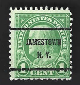 Scott# 632 1c Franklin Precancel ~ JAMESTOWN N.Y. ~ (B-3) - Picture 1 of 2