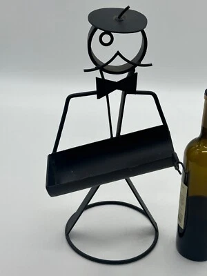 Portabotellas Francés "Pierre" WIne Escultura de Metal 12” Alto Bar Regalo Foto 1 de 3
