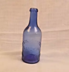 Antique Blount Springs Natural Sulphur Water Cornflower Blue Glass Bottle 8"H - Picture 1 of 8