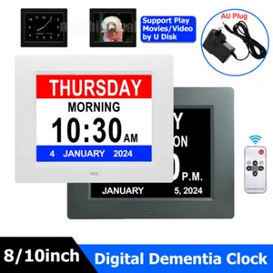Large Digital Clock 8/10" Dementia Day LCD Display Alarm Date Time Year Decor - Picture 1 of 31