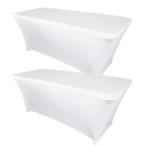2x 6ft Tablecloth Rectangular Stretch Spandex Table Cloth Cover Wedding Party - Picture 1 of 12