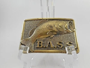 Hebilla de cinturón de latón vintage B.A.S.S. 1980 - Imagen 1 de 4