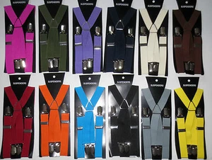 KIDS/BOYS/GIRLS 4 CLIP "X" ADJUSTABLE BRACES WIDTH 25MM-Age 1-12-VAR SOLID COLS - Picture 1 of 8