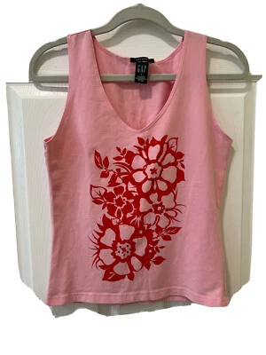 Gap Stretch 女式小号背心粉色弹力花卉印花人造宝石耳钉海滩 — 第 1/4 张图片