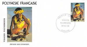 Umschlag Premier Tag Polynesien Französisch - Gesichter Polynesier (2) 1986 - Picture 1 of 1
