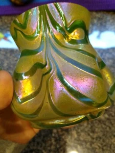 Loetz Kralik Gewinde Silberiris Aquagold Vase 3,5" Wechselmittel Typ - Bild 1 von 7