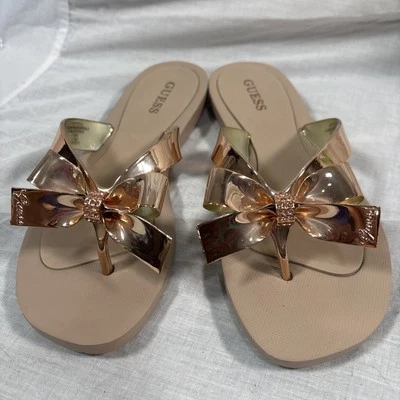 Guess womenTutu Bronze thong  Flat Flip Flop/Sandal /slippers size US 8 Preown - Image 1 of 4