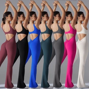 Mamelucos de yoga para mujer acampanados con sujetador sexy sin espalda en V espalda apretada trasero - Imagen 1 de 105