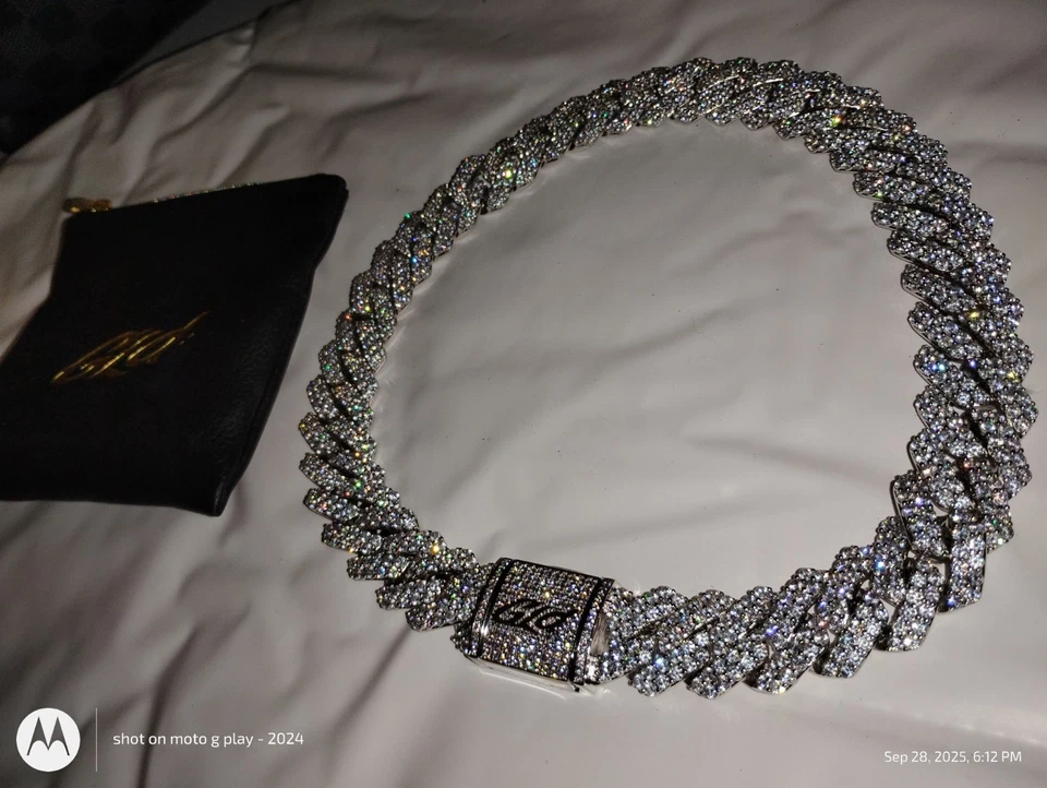 Collar de cadena de eslabones cubanos GLD chapado en oro blanco 6 mm 20 pulgadas Foto 1 de 4