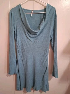 NWOT Free People Goddess Energy Dress Teal Figure Flattering Stretch Size SP - Picture 1 of 10
