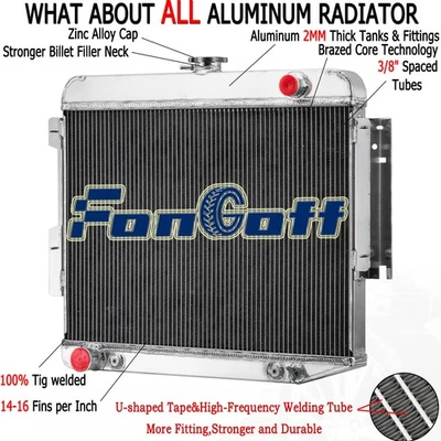 3 Rows Radiator For 1966-69 Dodge Charger 500 R/T 6.3L/7.0L/7.2L Big Block V8 AT Foto 1 de 4