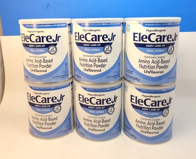 Формула без вкуса EleCare Jr, 6 банок X 14,1 унции/банка срок годности 2026 сентября, DHA/ЛЮТЕИН - Изображение 1 из 2