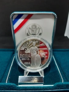 1996 S National Community Service Proof Silver Dollar Uncirculated OGP BOX & COA - Picture 1 of 3