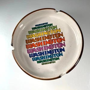 Vintage Washington State Ceramic Ashtray Colorful Retro Rainbow Design 5" - Picture 1 of 12