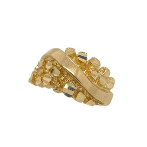 10k Gold Wave Nugget Yellow Gold Ring Size 6 - Picture 1 of 4