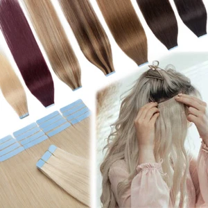 BLONDE Russian 60ps 150G Tape In Human Hair Extensions Remy Skin Weft Full Thick - Picture 1 of 98