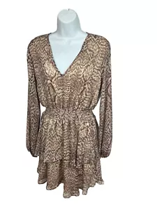 NWT Zara Women’s Brown Animal Snake Print Long Sleeve Mini Dress Size S - Picture 1 of 17