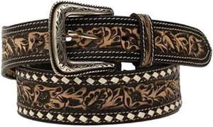 Cinturón Nocona Western Hombre Cuero Puntada Buck Cordones Floral Negro N210005801 - Imagen 1 de 1