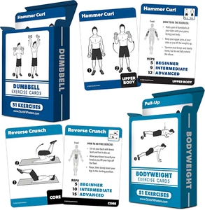 Paquete de 2 tarjetas de entrenamiento de peso corporal y mancuernas de más de 100 ejercicios - Imagen 1 de 7