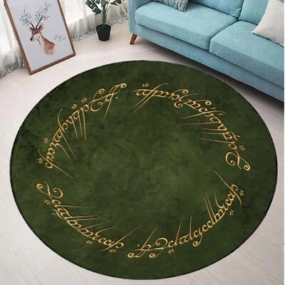 Lord Of The Rings Rug, Elvish Round Carpet, Fantasy Room Decor, Green Circle Mat - Image 1 of 4