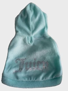 JUICY COUTURE Mint Green Super SoftTerry Velour Dog,Pet, Hoodie Med/Lg BLING NEW - Picture 1 of 5