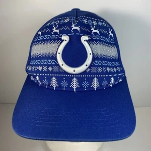 Indianapolis Colts Official NFL Christmas Hat Cap Snapback Snowflakes Reindeer - Picture 1 of 8
