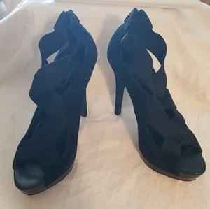 Jessica Simpson Black Suede Leather  Platform Stiletto Pumps Size 9M Dancer - Picture 1 of 11