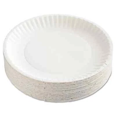 🔥Ajm Packaging Corp. Paper Plates 9" Diameter White 100/Pack 12 Packs/Carton🔥 - Image 1 of 3