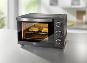 Backofen mit Ober-/Unterhitze 15L Timer & Thermostat kompakt Pizzaofen schwarz - Bild 1 von 1