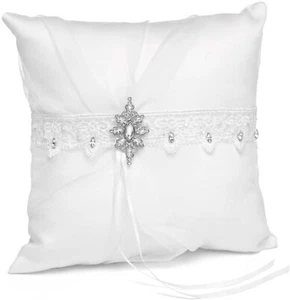 Hortense B. Hewitt Wedding Accessories Sparkling Elegance Ring Pillow, White - Picture 1 of 1