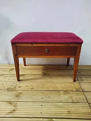 Mid Century Pine Piano Stool With Drawer • 91.99£