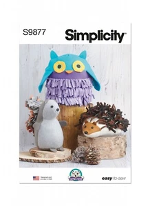 Simplicity Easy SEWING PATTERN S9877 Plush Soft Toy Owl,Hedgehog,Squirrel - Picture 1 of 6